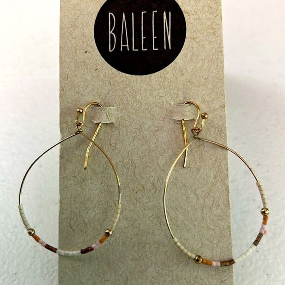 Baleen gorgeous earrings, hoop with beads new - Picture 1 of 4